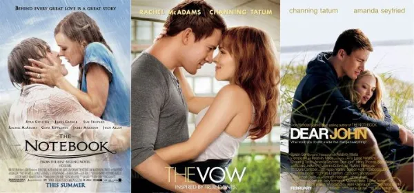 So sánh poster The Notebook, The Vow, và Dear John